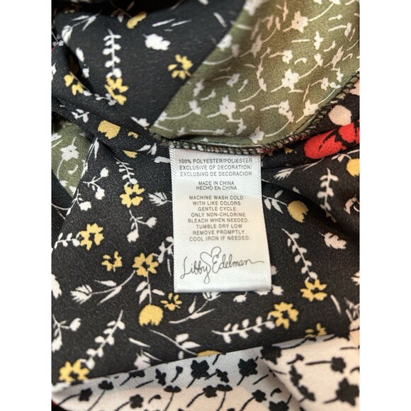 Libby Edelman Blouse Lace Up Neckline Patchwork Peasant Top Size Large - EUC - Picture 4 of 4